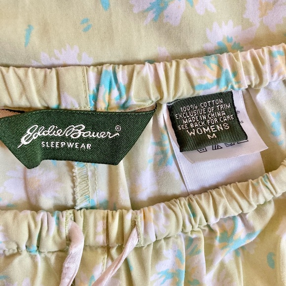 EDDIE BAUER Floral Green Pajama DrawstringLounge Pants Womens Medium - Picture 10 of 16